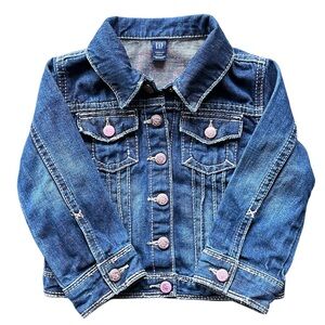 BabyGap Toddler 3Y 1969 Denim Jean Jacket with Light Pink Gold Metallic Buttons